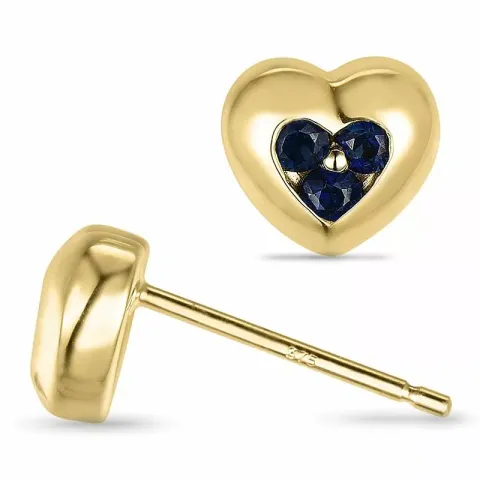 Hjerte safir øreringe i 9 karat guld med safirer