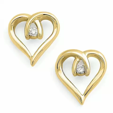 Hjerte brillantøreringe i 9 karat guld med diamanter 