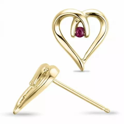 Hjerte rubin øreringe i 9 karat guld med rubiner 