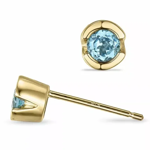 runde topas solitaireørestikker i 9 karat guld med topas 