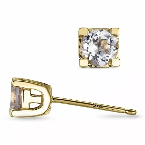 morganit solitaireørestikker i 9 karat guld med morganit 