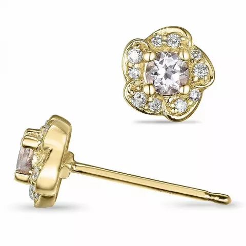 Blomster morganit diamantøreringe i 9 karat guld med diamanter og morganitter 