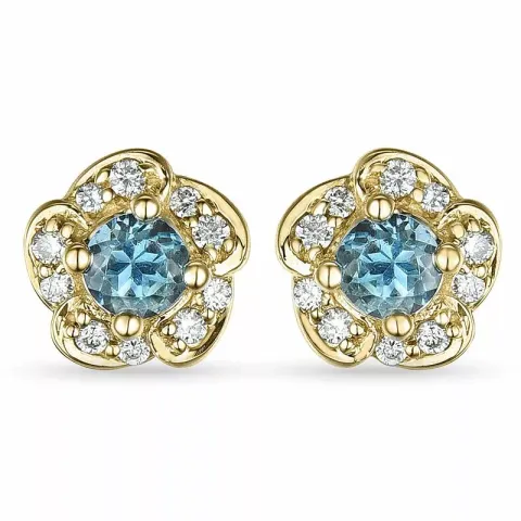 Blomster topas diamantøreringe i 9 karat guld med diamanter og topaser