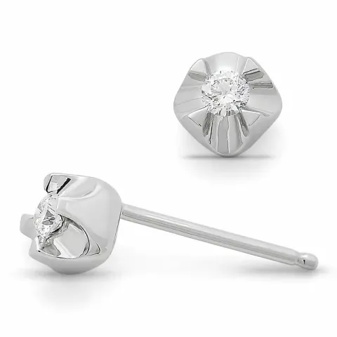 runde diamant ørestikker i 9 karat hvidguld med diamant