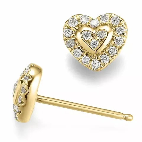 hjerte diamant øreringe i 9 karat guld med diamant 