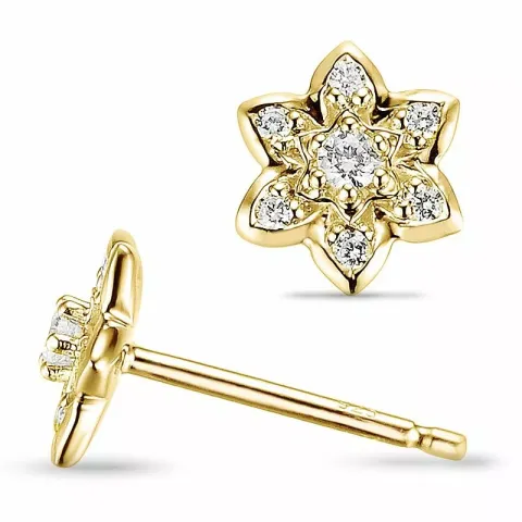 Blomster diamant ørestikker i 9 karat guld med diamanter