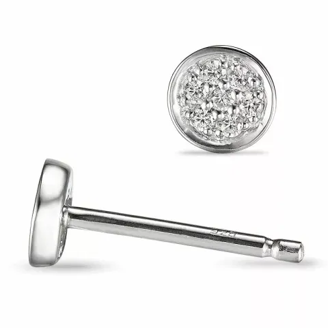 runde diamant ørestikker i 9 karat hvidguld med diamant