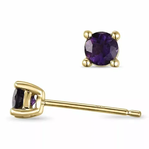 2 x 0,22 ct ametyst solitaireørestikker i 9 karat guld med ametyst