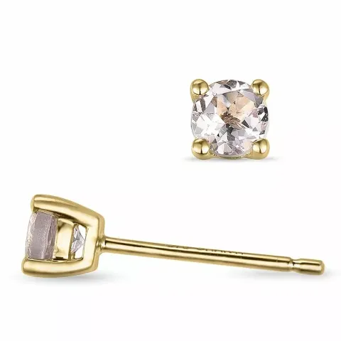2 x 0,19 ct morganit solitaireørestikker i 9 karat guld med morganit