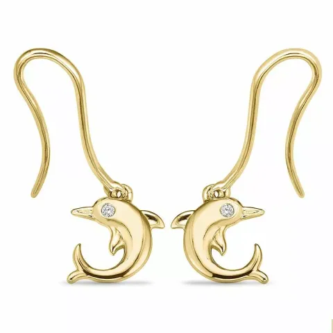 Delfin diamant øreringe i 9 karat guld med diamanter