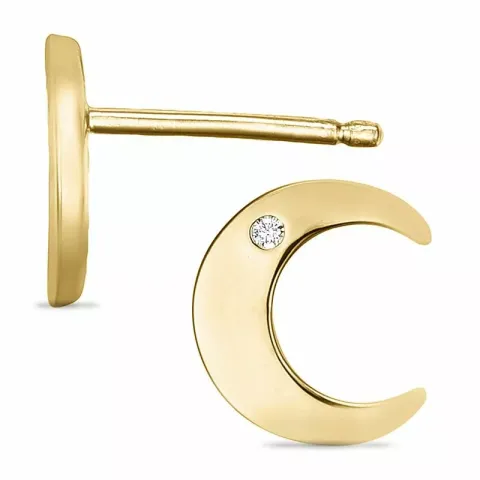 måne diamant øreringe i 9 karat guld med diamant