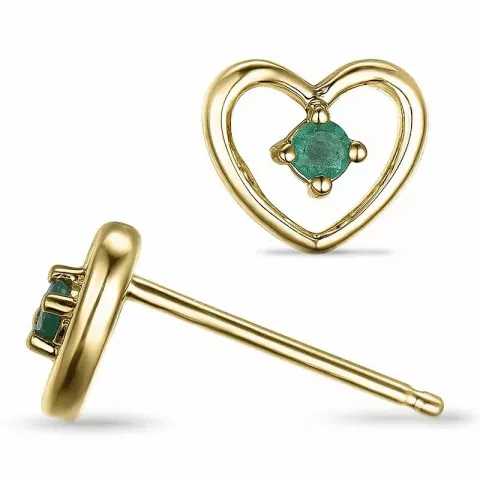 Hjerte smaragd øreringe i 9 karat guld med smaragder 
