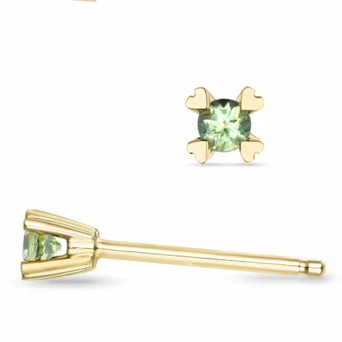 2 x 0,05 ct peridot solitaireørestikker i 9 karat guld med peridot