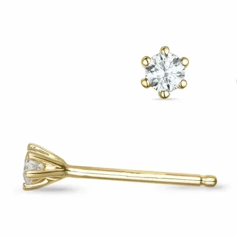 2 x 0,06 ct diamant solitaireørestikker i 9 karat guld med diamant 