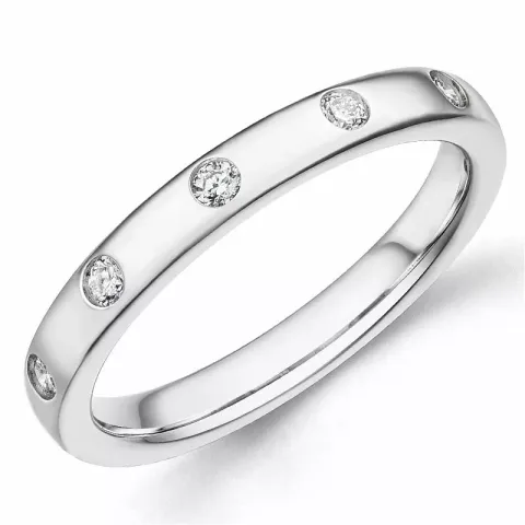 Enkel diamantring i 9 karat hvidguld 0,15 ct