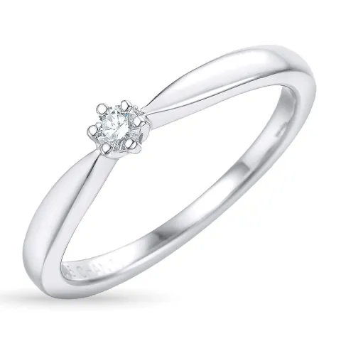 diamant solitairering i 14 karat hvidguld 0,15 ct