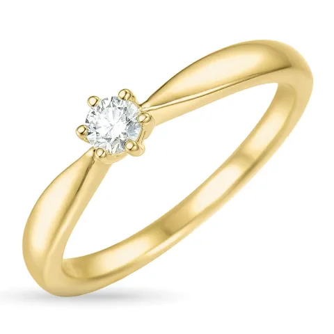 diamant solitairering i 14 karat guld 0,12 ct