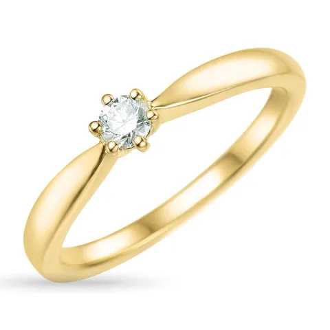 diamant solitairering i 14 karat guld 0,15 ct