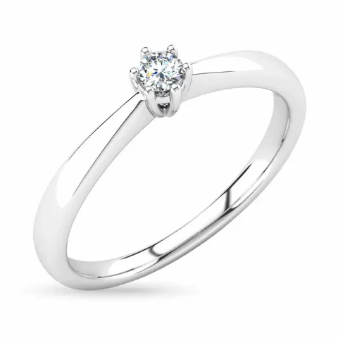 diamant solitairering i 14 karat hvidguld 0,15 ct