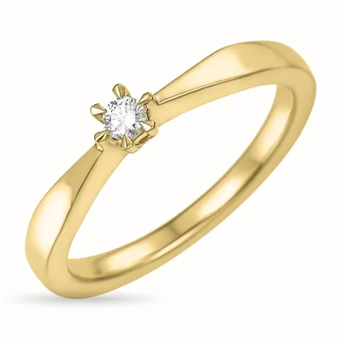 diamant solitairering i 14 karat guld 0,05 ct