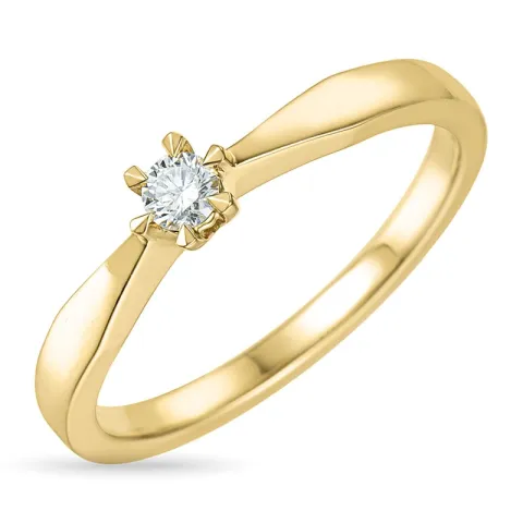 diamant solitairering i 14 karat guld 0,10 ct