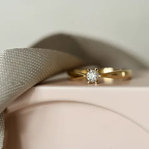 diamant solitairering i 14 karat guld 0,20 ct