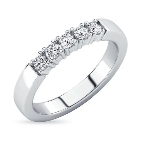 diamant alliancering i 14 karat hvidguld 5 x 0,07 ct