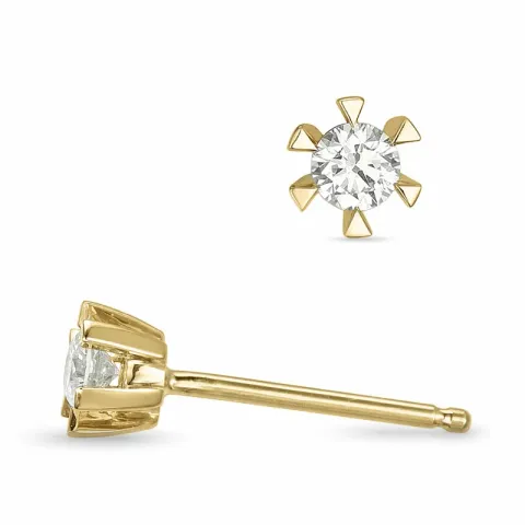2 x 0,13 ct Kampagne - brillant solitaireørestikker i 14 karat guld med diamant