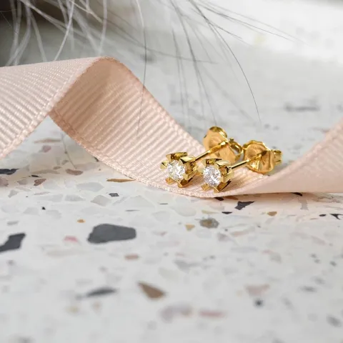 2 x 0,13 ct Kampagne - brillant solitaireørestikker i 14 karat guld med diamant