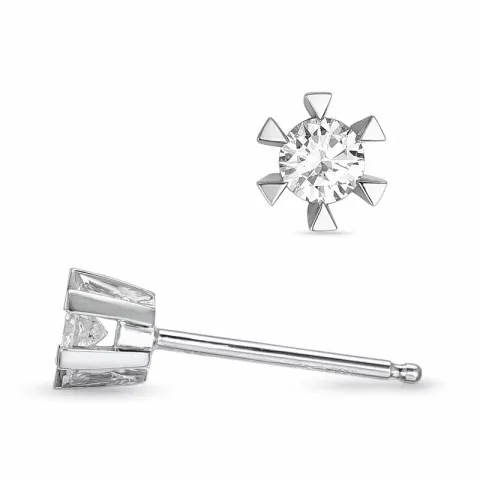 2 x 0,13 ct Kampagne - brillant solitaireørestikker i 14 karat hvidguld med diamant