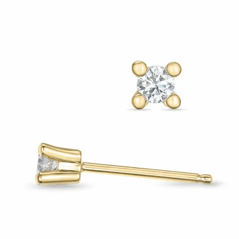 2 x 0,08 ct Kampagne - diamant solitaireørestikker i 14 karat guld med diamant
