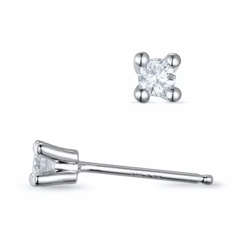 2 x 0,08 ct Kampagne - diamant solitaireørestikker i 14 karat hvidguld med diamant