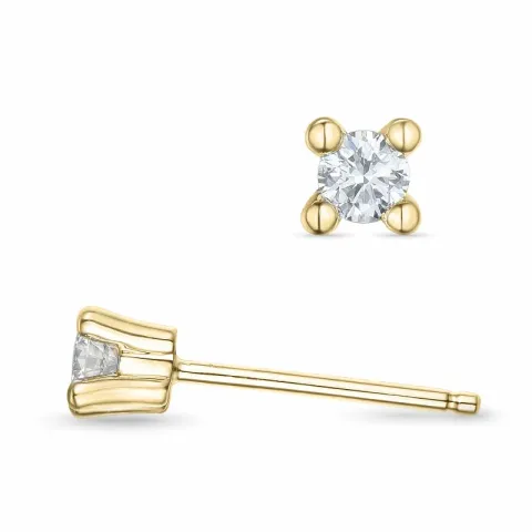 2 x 0,09 ct Kampagne - diamant solitaireørestikker i 14 karat guld med diamant