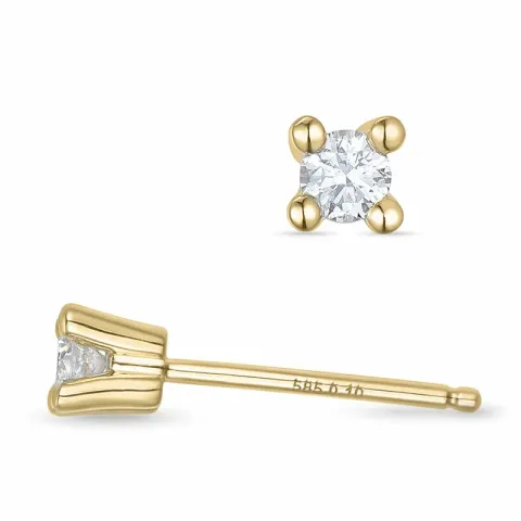 2 x 0,10 ct Kampagne - diamant solitaireørestikker i 14 karat guld med diamant