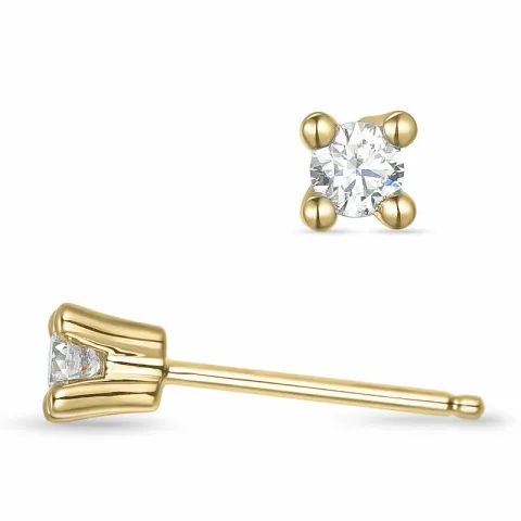2 x 0,11 ct Kampagne - diamant solitaireørestikker i 14 karat guld med diamant