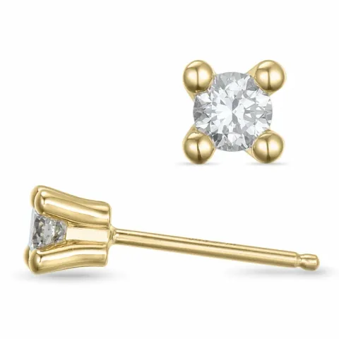 2 x 0,15 ct Kampagne - diamant solitaireørestikker i 14 karat guld med diamant