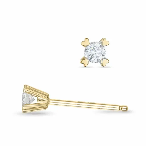 2 x 0,08 ct Kampagne - diamant solitaireørestikker i 14 karat guld med diamant