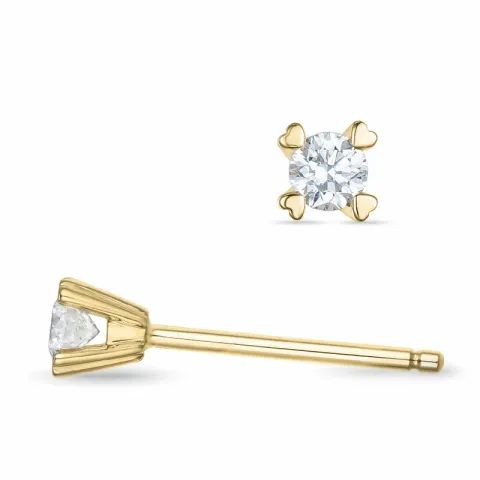 2 x 0,09 ct Kampagne - diamant solitaireørestikker i 14 karat guld med diamant