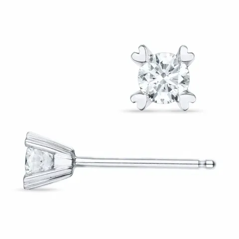 Kampagne - 2 x 0,16 ct diamant solitaireørestikker i 14 karat hvidguld med diamant