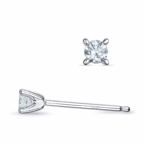 2 x 0,09 ct Kampagne - diamant solitaireørestikker i 14 karat hvidguld med diamant