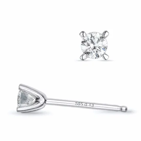 2 x 0,13 ct Kampagne - diamant solitaireørestikker i 14 karat hvidguld med diamant