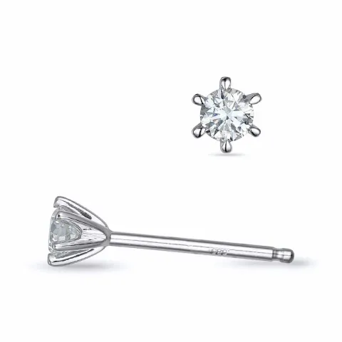 2 x 0,09 ct Kampagne - diamant solitaireørestikker i 14 karat hvidguld med diamant