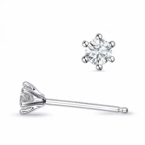 2 x 0,11 ct Kampagne - diamant solitaireørestikker i 14 karat hvidguld med diamant 
