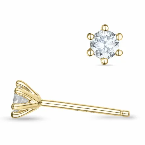 2 x 0,13 ct Kampagne - diamant solitaireørestikker i 14 karat guld med diamant