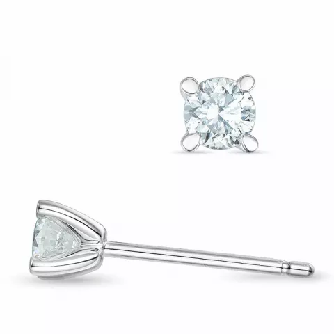 Kampagne - 2 x 0,20 ct diamant solitaireørestikker i 14 karat hvidguld med diamant 