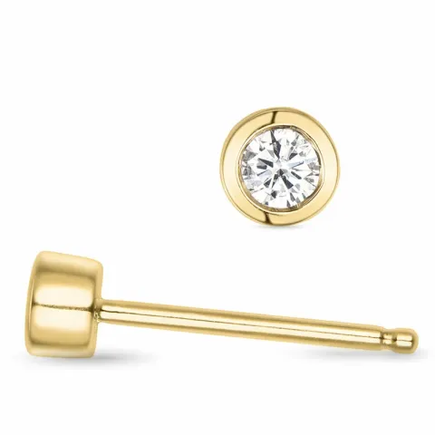 2 x 0,07 ct solitaireørestikker i 14 karat guld med diamant