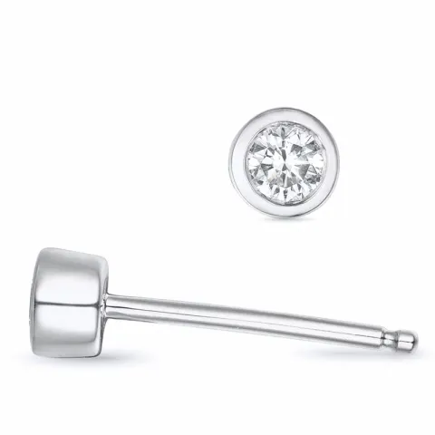 2 x 0,08 ct solitaireørestikker i 14 karat hvidguld med diamant