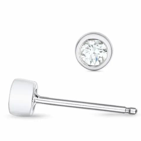 2 x 0,10 ct solitaireørestikker i 14 karat hvidguld med diamant