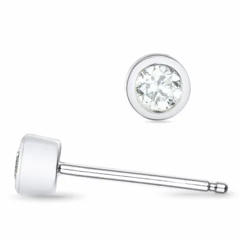 2 x 0,11 ct solitaireørestikker i 14 karat hvidguld med diamant