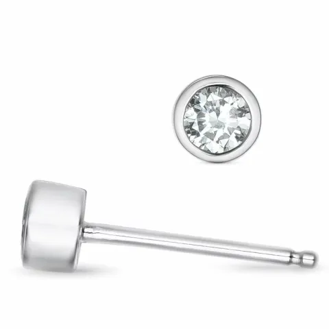 2 x 0,12 ct solitaireørestikker i 14 karat hvidguld med diamant